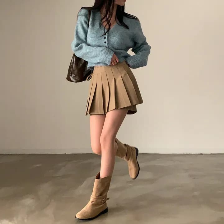 한국 chic 레트로 따뜻한 부드럽다 찹쌀 혼합 양모 털 니트 오픈 가디건 상세 이미지 15