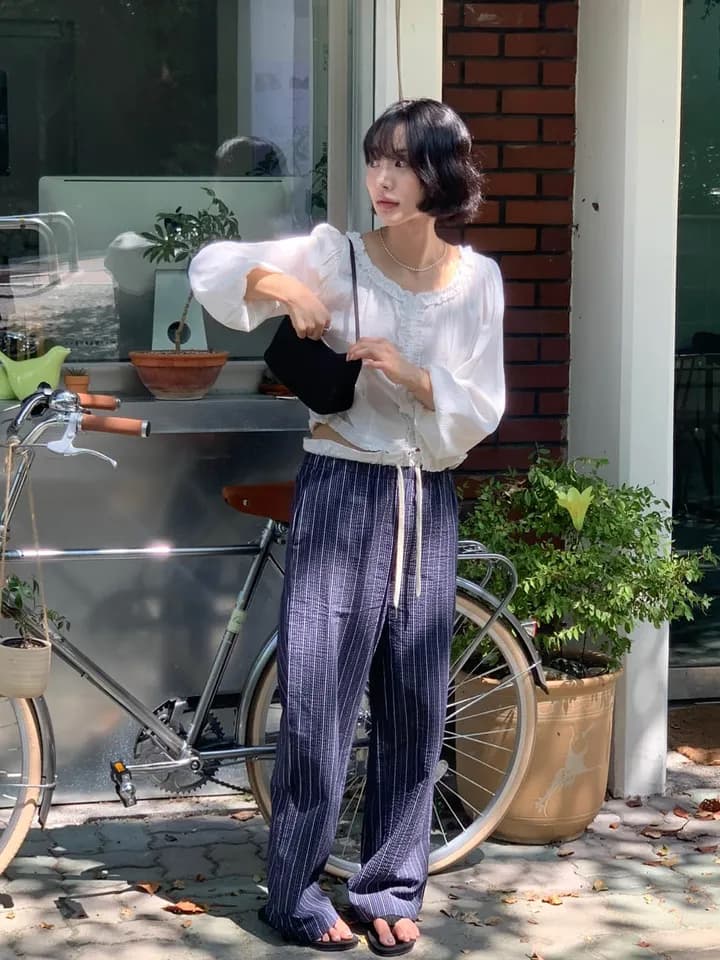 한국 ins 달콤함 연령 감소 레이스 싱글 줄 버튼 거품 소매 셔츠 상세 이미지 12