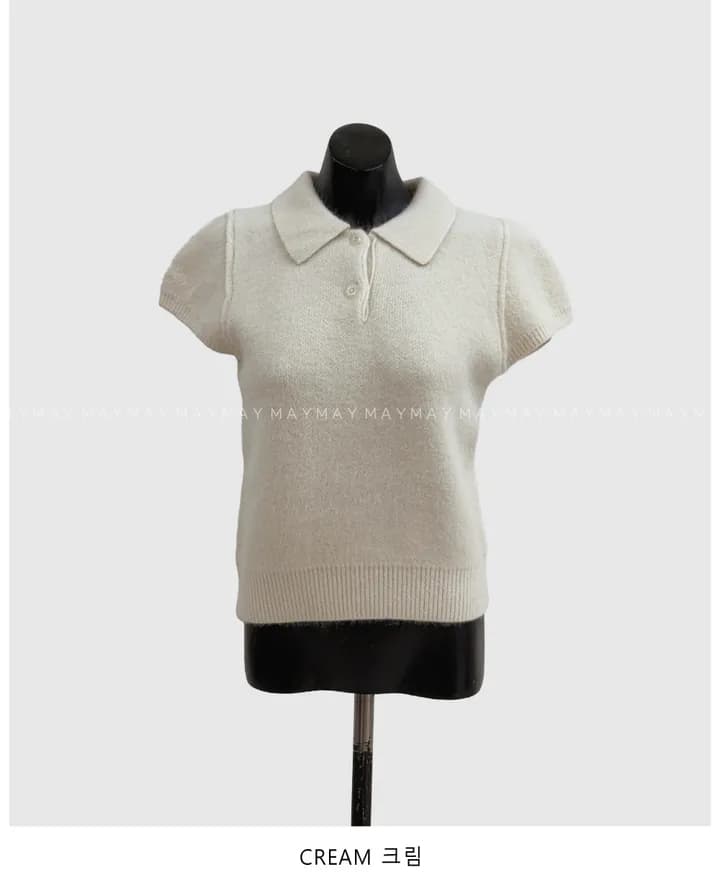 있음 선적 한국 ins 품격 연령 감소 달콤함 말 카드 용 색상 polo 폴로 칼라 반팔 니트 스웨터 상세 이미지 13