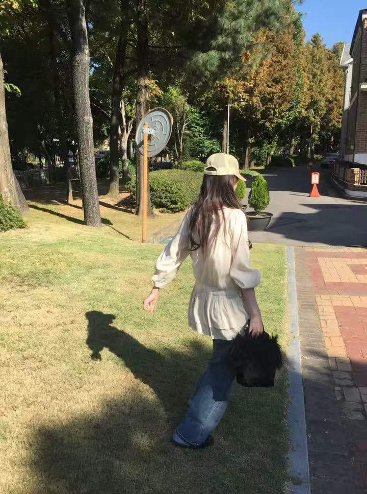 있음 선적 한국 ins 긴팔 허리 수축 끈 미니 드레스 상세 이미지 7