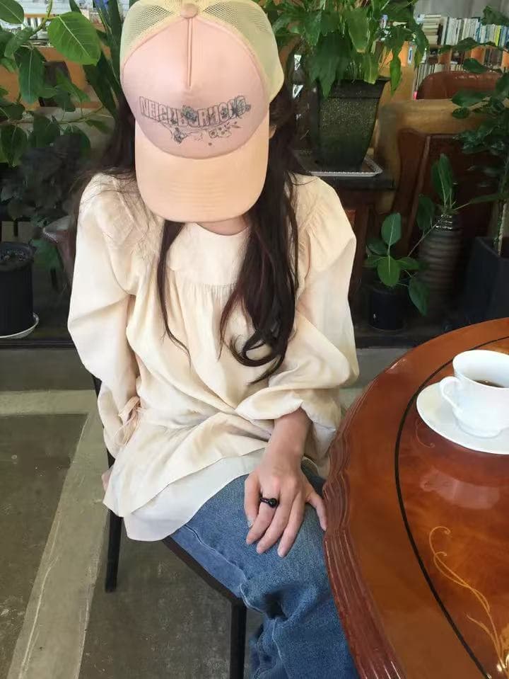 있음 선적 한국 ins 긴팔 허리 수축 끈 미니 드레스 상세 이미지 10