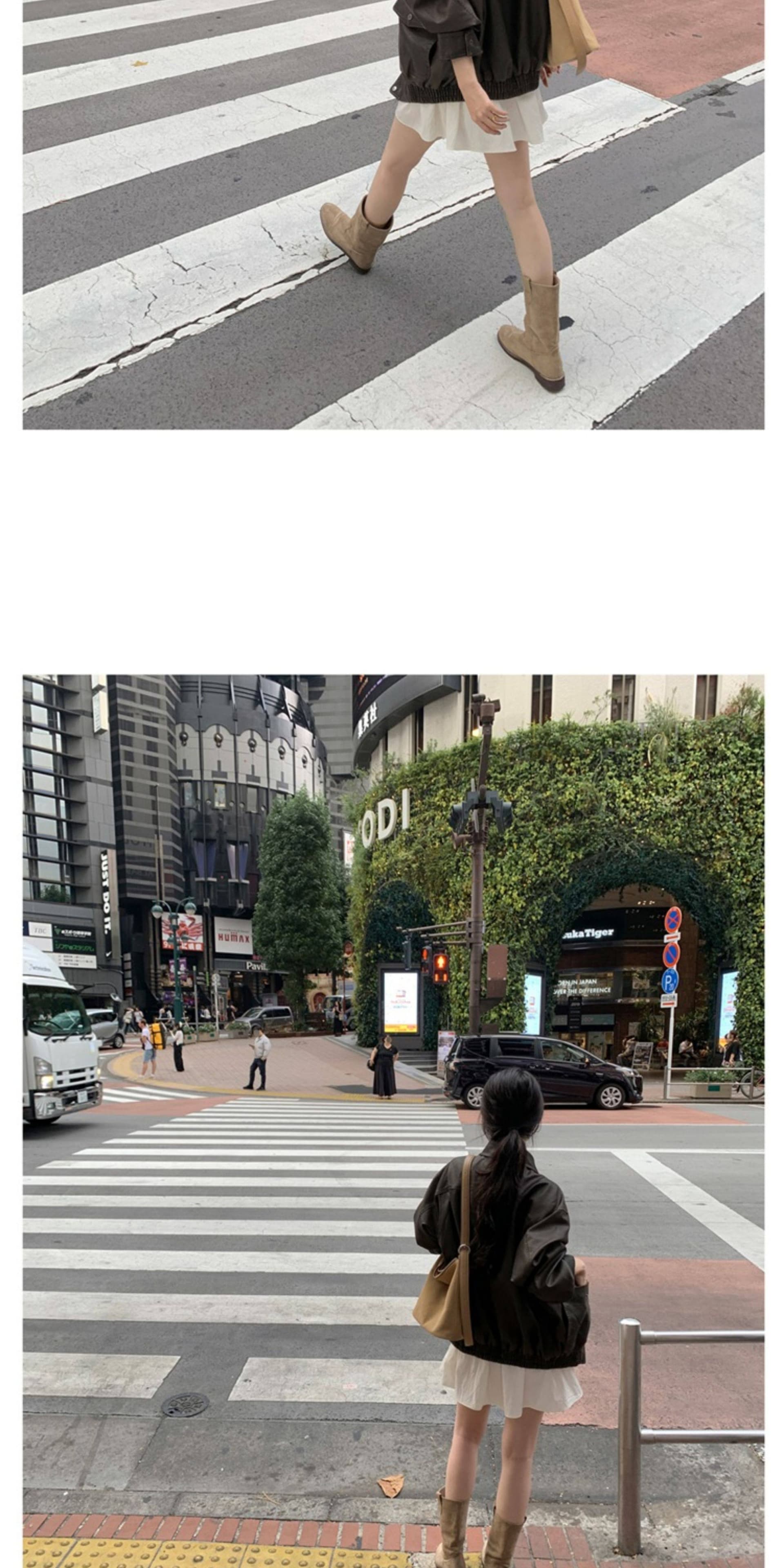 있음 선적 한국 ins 달콤함 소녀 쇼트 스타일 허리 수축 긴팔 드레스 상세 이미지 12