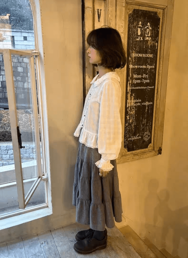 있음 선적 한국 ins 달콤함 연령 감소 작은 대중 디자인 베이비 칼라 레이스 셔츠 상세 이미지 4