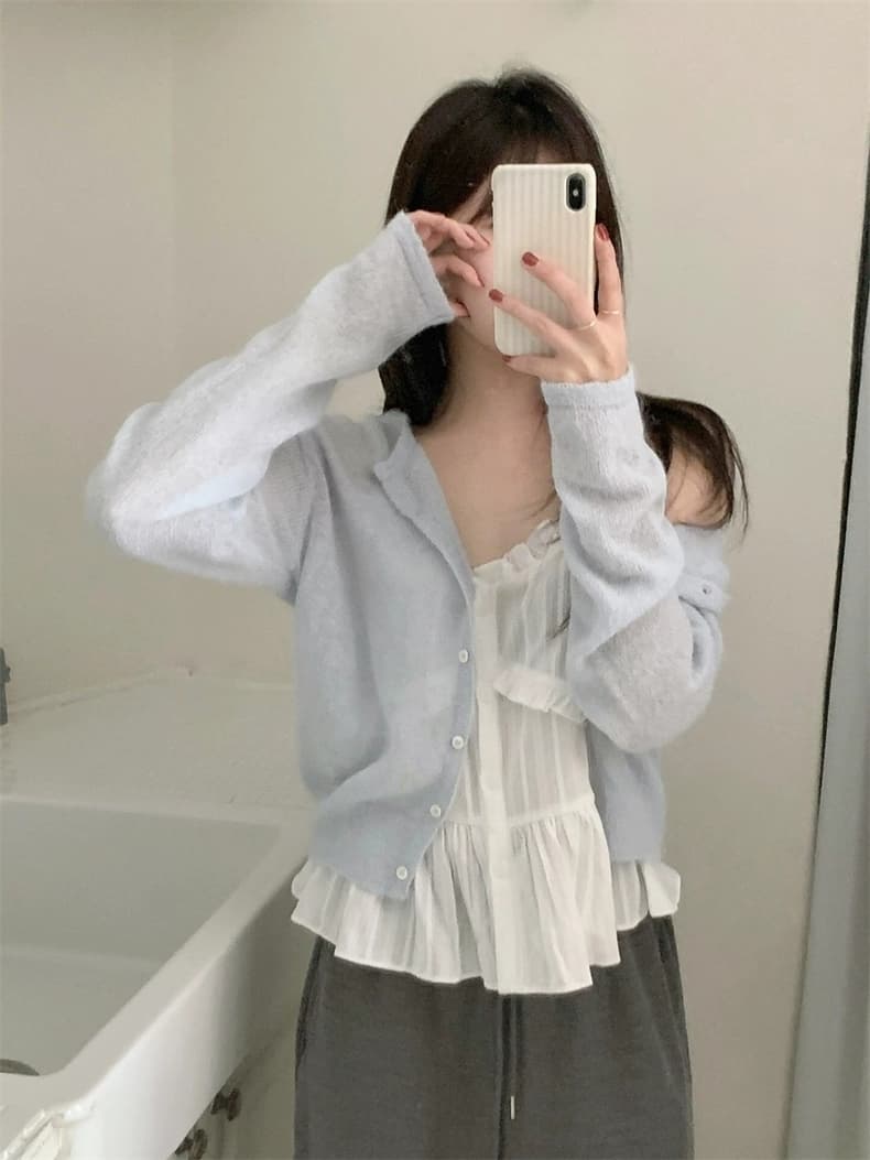 있음 선적 한국 ins 작은 레이스 달콤함 일상 다용도 스택 착용 캐미솔 상세 이미지 2