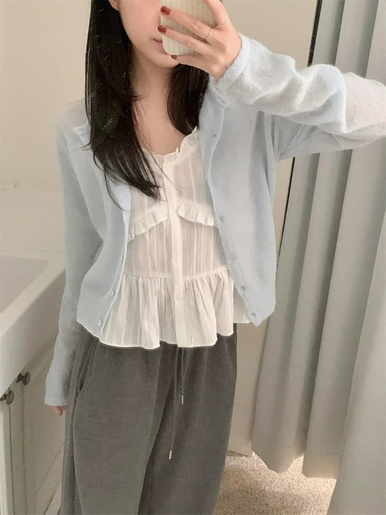 있음 선적 한국 ins 작은 레이스 달콤함 일상 다용도 스택 착용 캐미솔 상세 이미지 3