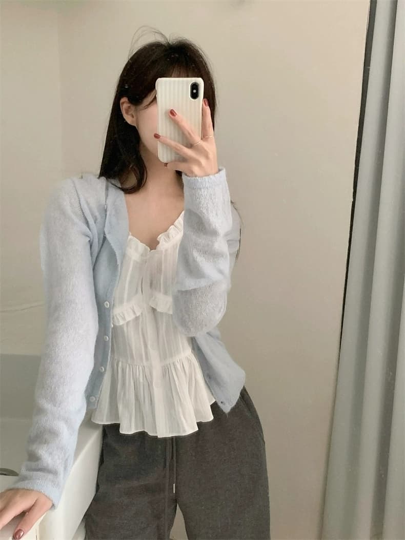 있음 선적 한국 ins 작은 레이스 달콤함 일상 다용도 스택 착용 캐미솔 상세 이미지 6