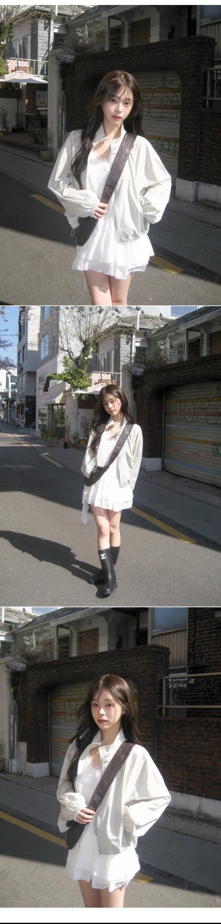 있음 선적 한국 ins 레이스 조각 불규칙 슬립 드레스 상세 이미지 11