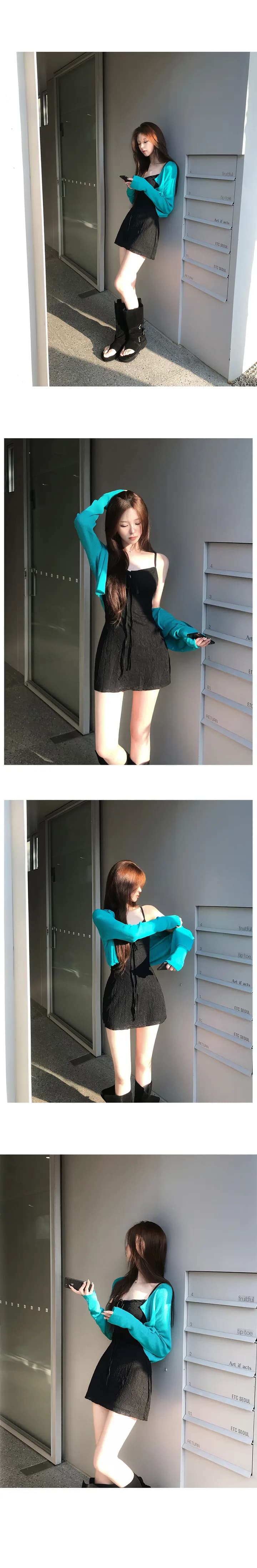 있음 선적 한국 ins 휴가 바람 자카드 슬립 드레스 상세 이미지 6