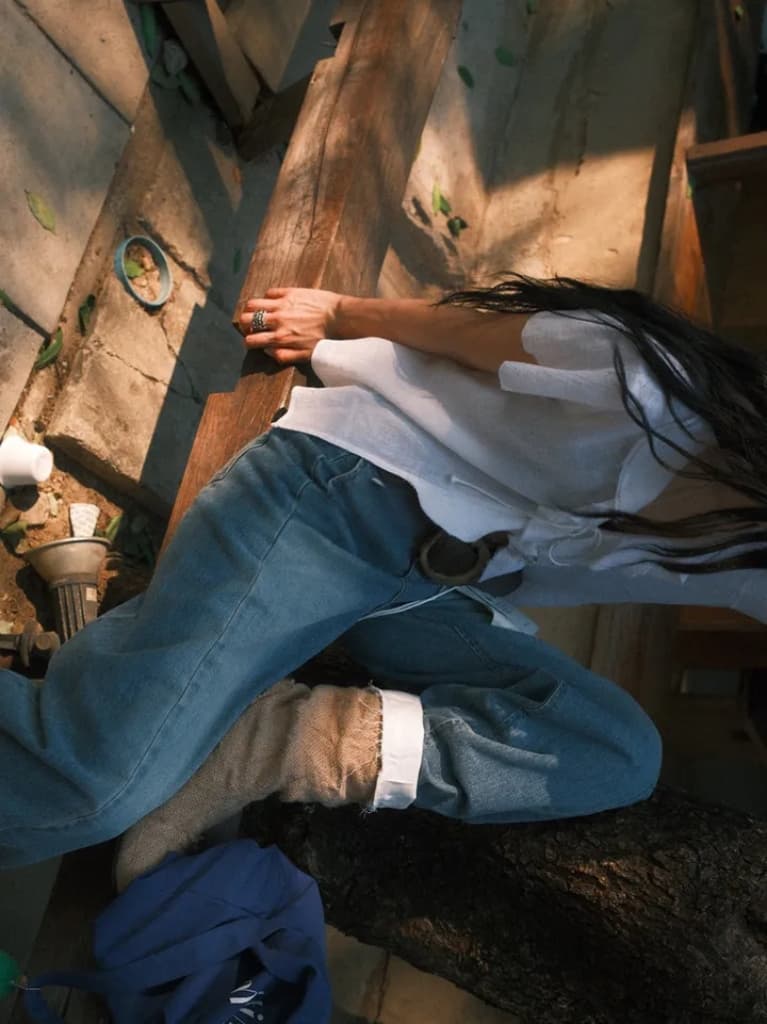 있음 선적 한국 ins 프릴 레이스업 아마 자외선 차단 셔츠 상세 이미지 9