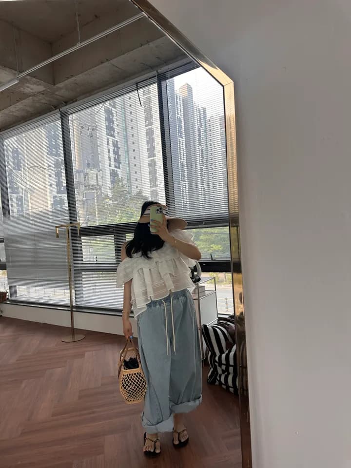 한국 ins 보트넥 프릴 케이크 인형 셔츠 상세 이미지 38