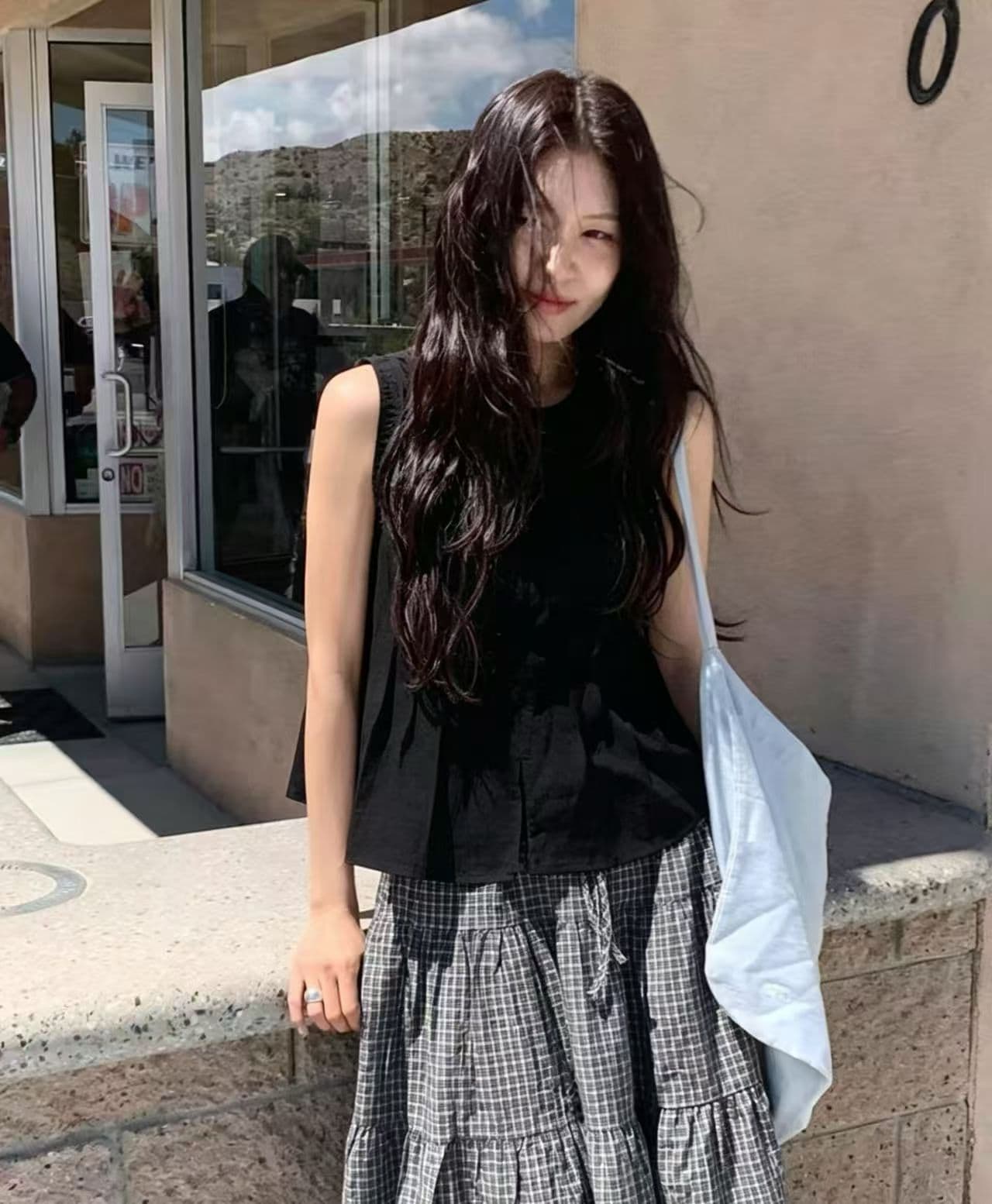 있음 선적 한국 ins 연령 감소 플리츠 레이스 싱글 줄 버튼 민소매 셔츠 상세 이미지 39