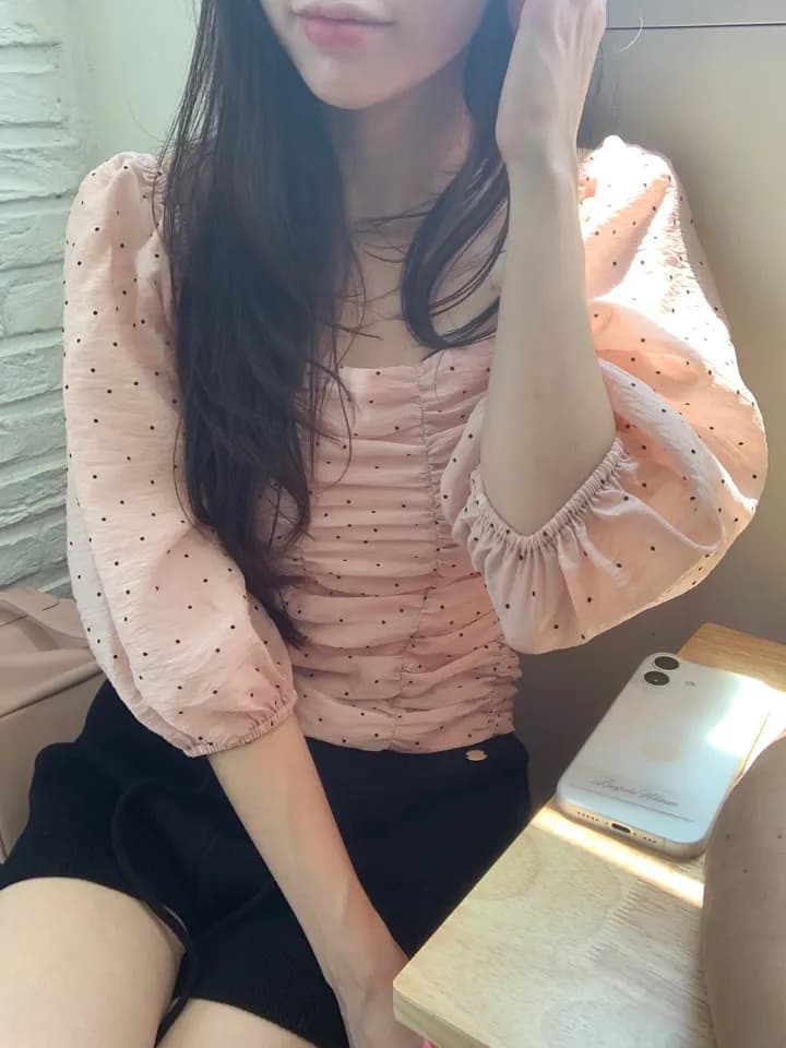 한국 ins 품격 달콤함 잡아라. Pleat 몸매 가꾸기 관대 한 칼라 수 있습니다. 오프숄더 셔츠 상세 이미지 27