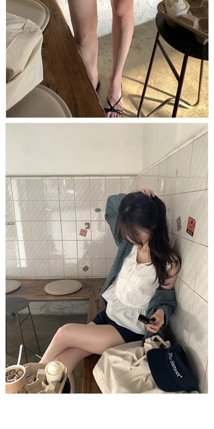 있음 선적 한국 ins 달콤함 소녀 얇은 스타일 자외선 차단 루즈핏 체크무늬 긴팔 셔츠 상세 이미지 19