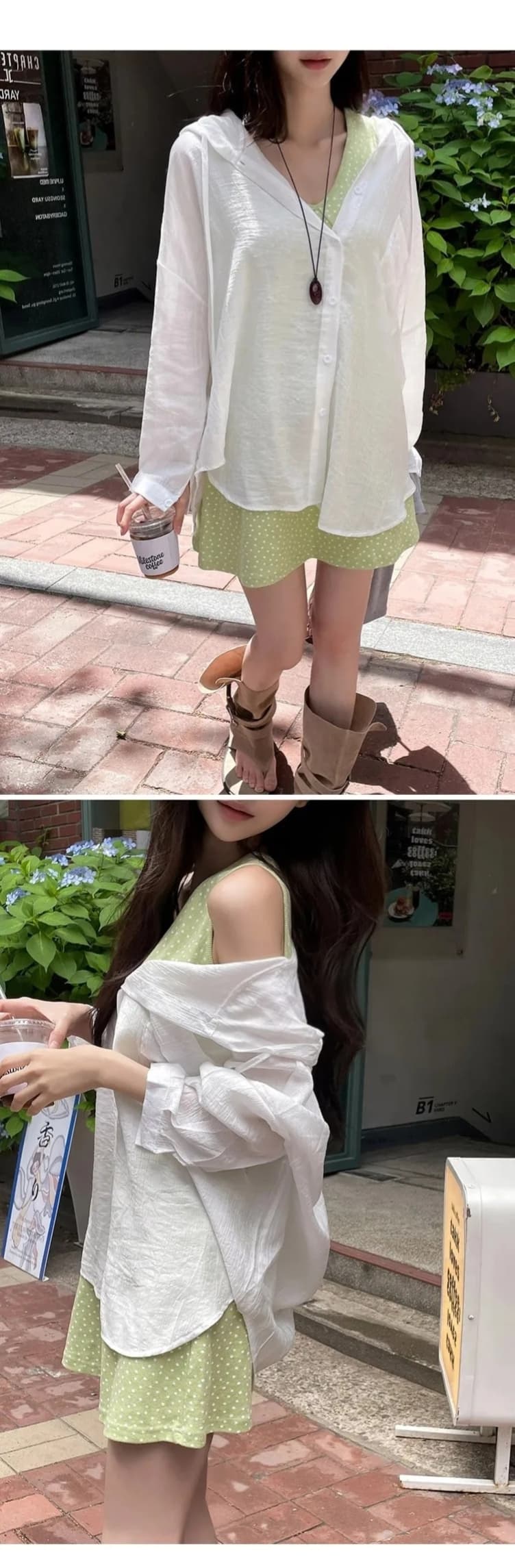 한국 ins 느긋한 바람 루즈핏 캐주얼 후드 긴팔 자외선 차단 셔츠 상세 이미지 9