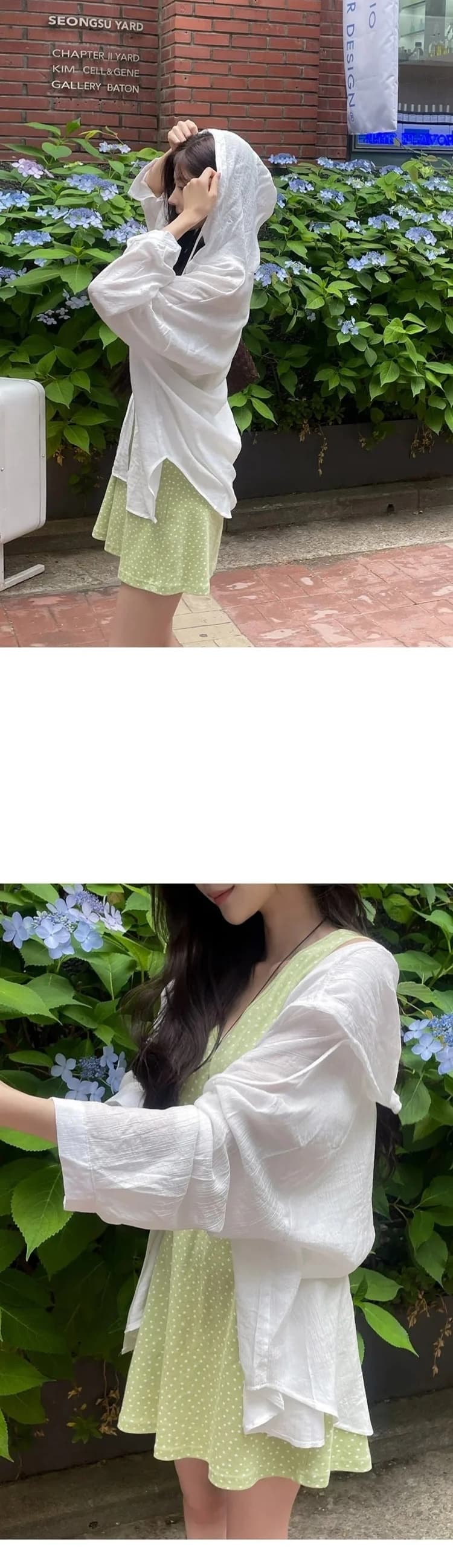 한국 ins 느긋한 바람 루즈핏 캐주얼 후드 긴팔 자외선 차단 셔츠 상세 이미지 19