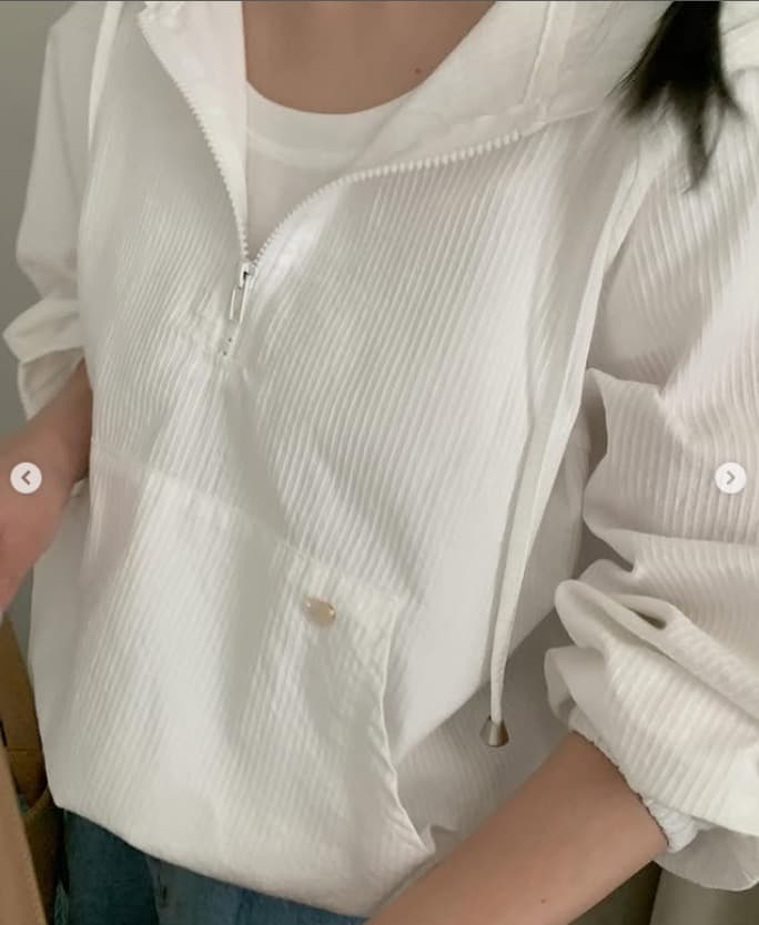 있음 선적 한국 chic 스트라이프 캐주얼 느긋한 바람 후드 펌프 로프 반 개방 칼라 얇은 스타일 국방 사이 의류 상세 이미지 11