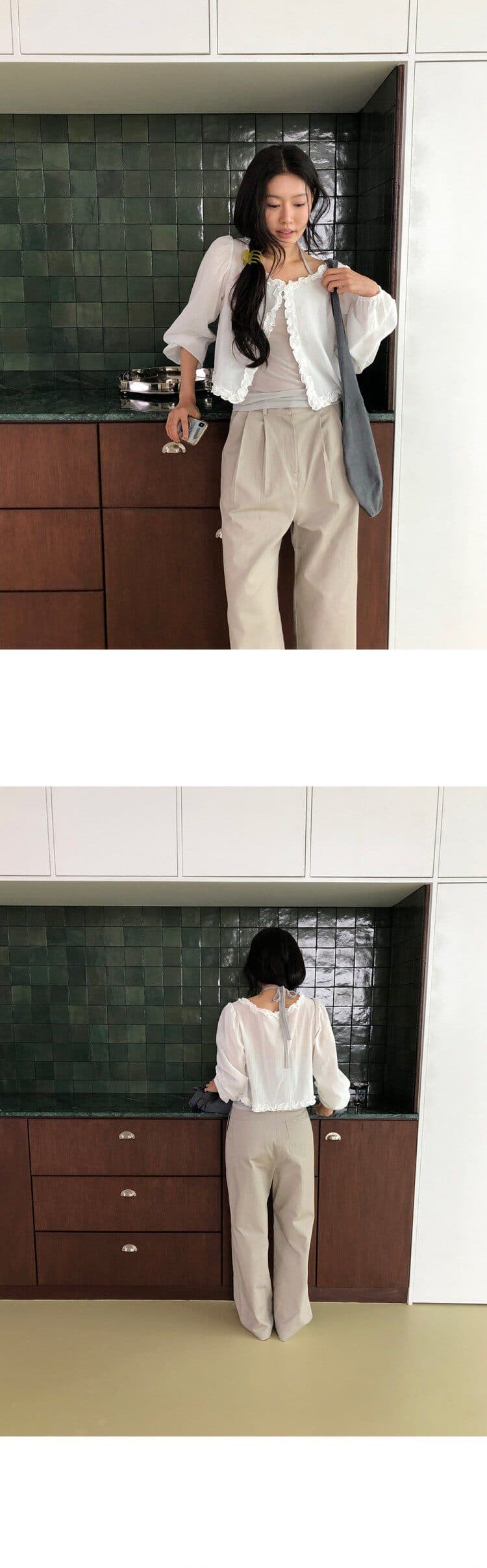 있음 선적 한국 ins 목이버섯 꽃 옆문 襟 긴팔 셔츠 상세 이미지 2