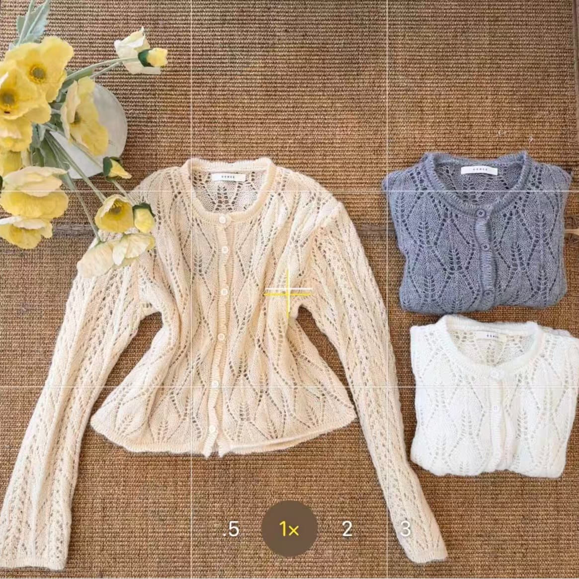 있음 선적 한국 chic 부드러운 느긋한 홀로우 아웃 쇼트 스타일 모헤어 오픈 가디건 이미지 5