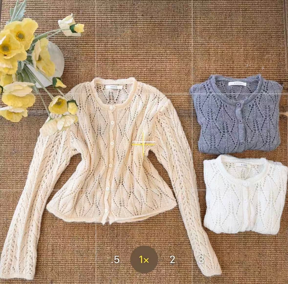 있음 선적 한국 chic 부드러운 느긋한 홀로우 아웃 쇼트 스타일 모헤어 오픈 가디건 상세 이미지 10