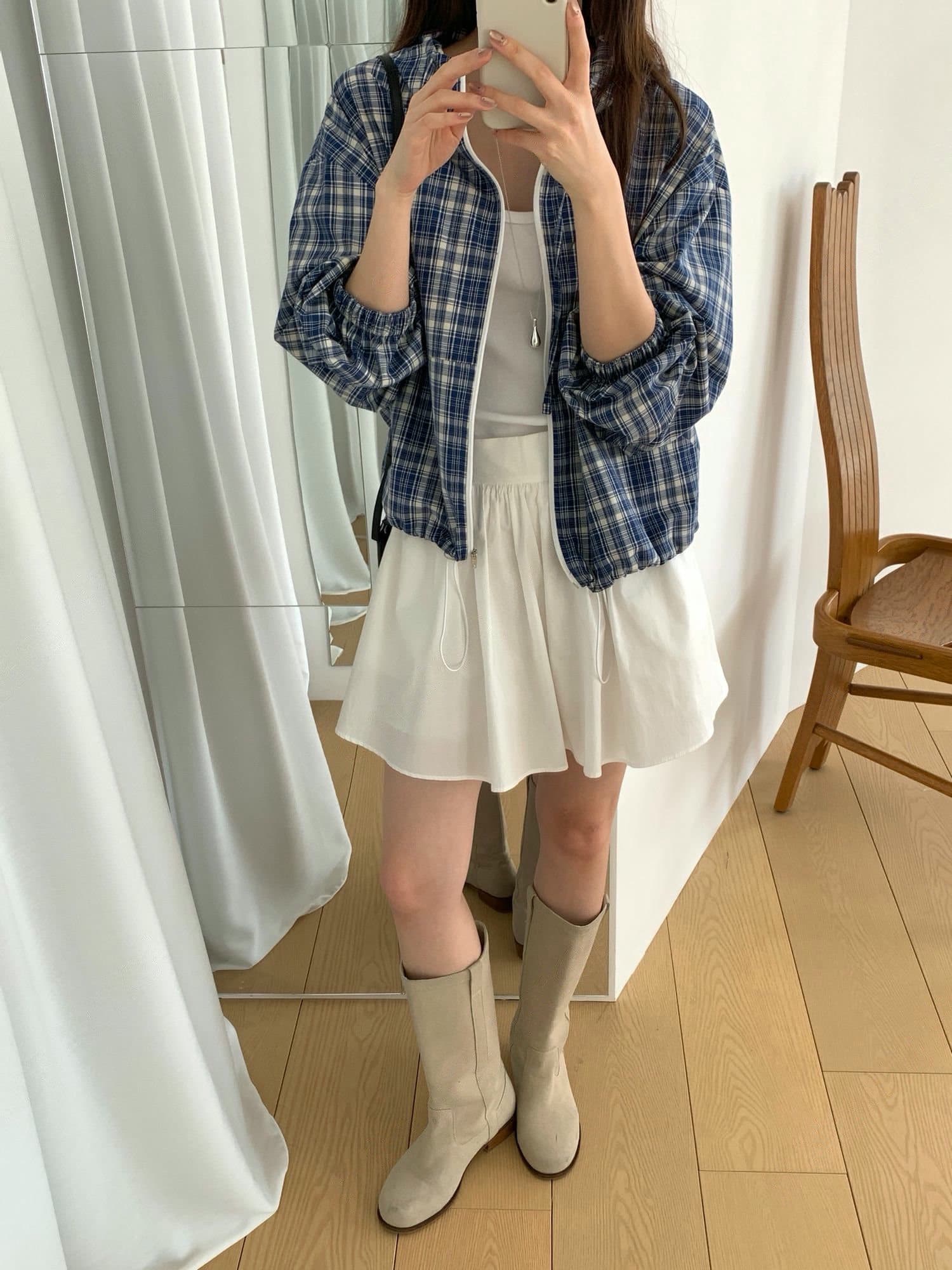 있음 선적 한국 chic 루즈핏 얇은 스타일 캐주얼 후드 체크무늬 긴팔 자외선 차단 재킷 상세 이미지 10