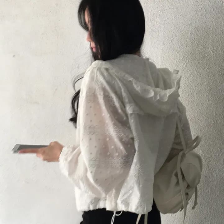 있음 선적 한국 chic 패션 레이스 후드 자외선 차단 셔츠 이미지 3