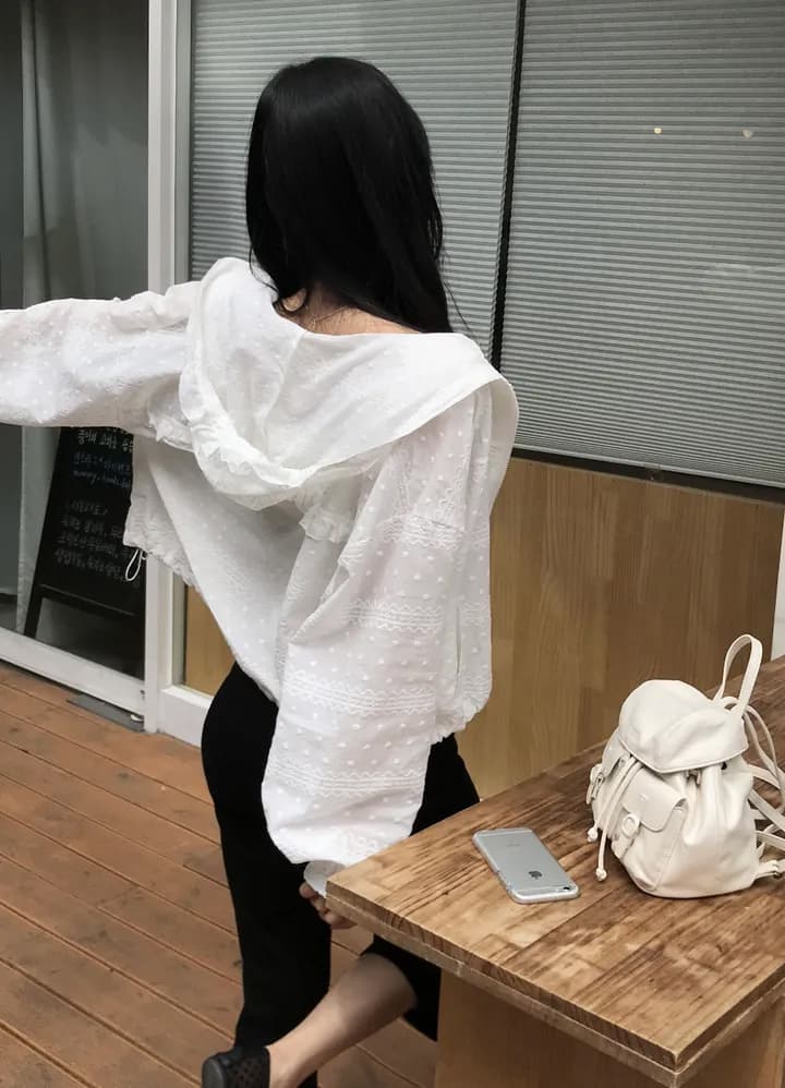있음 선적 한국 chic 패션 레이스 후드 자외선 차단 셔츠 상세 이미지 7