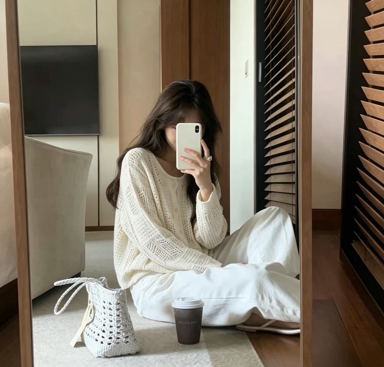 있음 선적 한국 ins 디자인 센스 품격 느긋한 바람 홀로우 아웃 얇은 스타일 긴팔 니트 오픈 가디건 상세 이미지 5