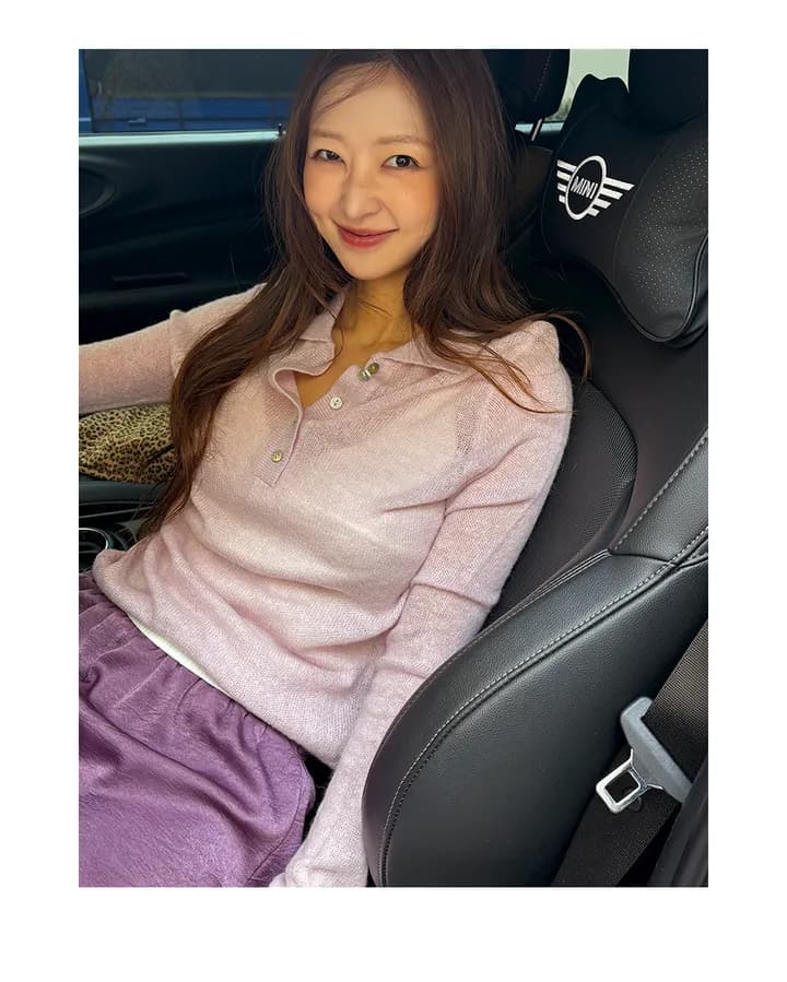 있음 선적 한국 ins 부드러운 미니멀리즘 일상 출퇴근 폴로 칼라 부서 버클 긴팔 니트 스웨터 상세 이미지 15