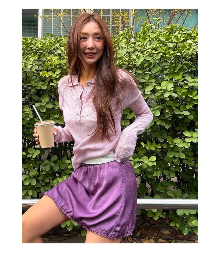 있음 선적 한국 ins 부드러운 미니멀리즘 일상 출퇴근 폴로 칼라 부서 버클 긴팔 니트 스웨터 상세 이미지 31