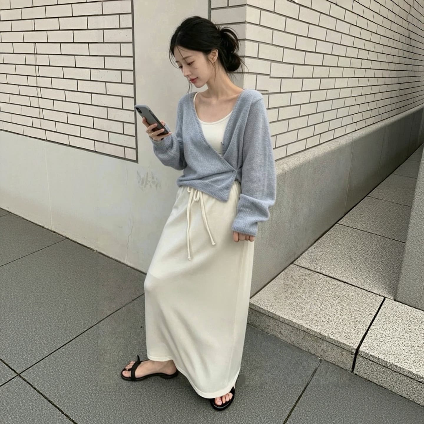 있음 선적 한국 chic Chic 디자인 센스 경 사진 버클 긴팔 니트 스웨터 이미지 2
