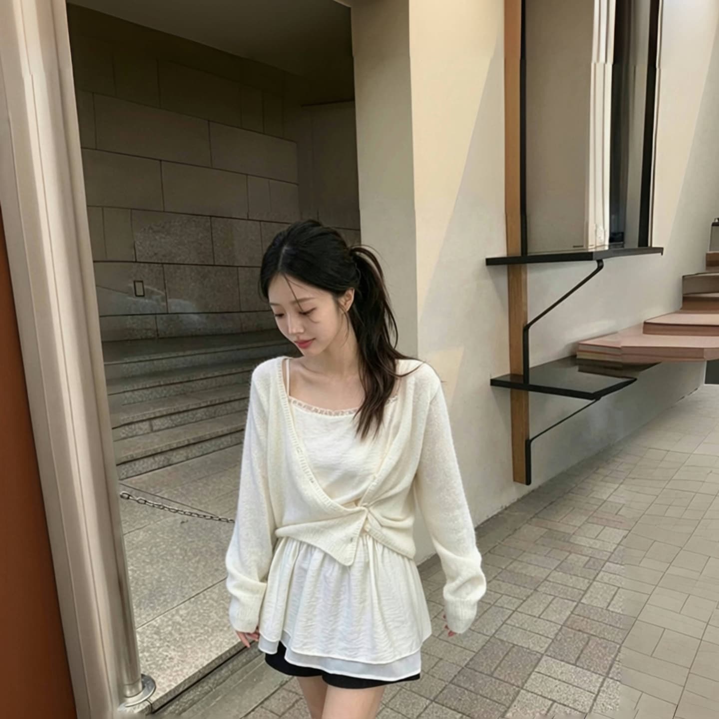 있음 선적 한국 chic Chic 디자인 센스 경 사진 버클 긴팔 니트 스웨터 상세 이미지 2