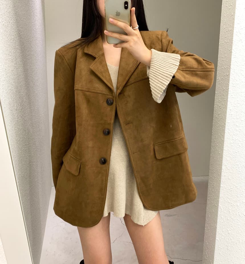 있음 선적 한국 chic 레트로 사슴 캐시미어 블레이저