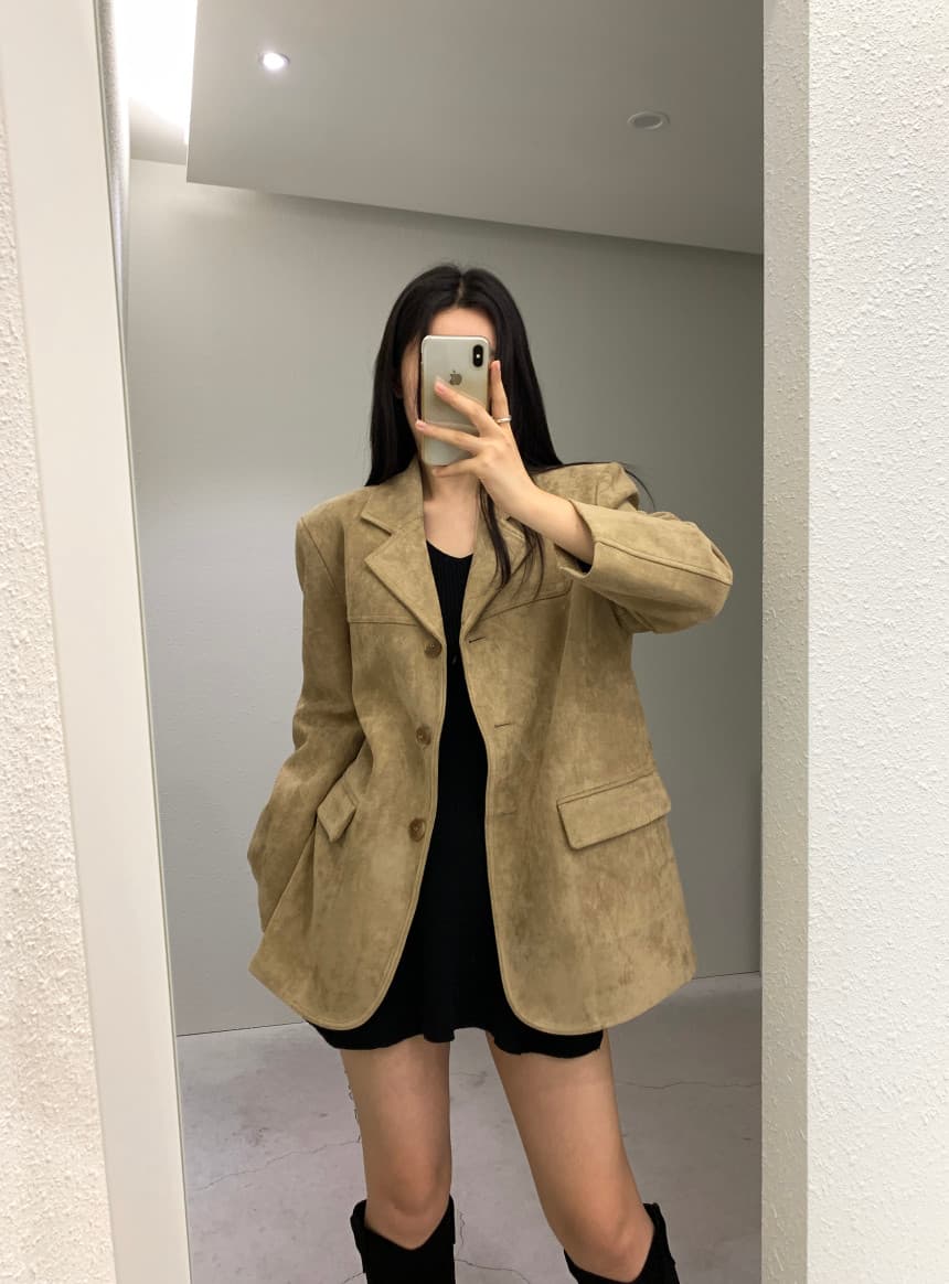 있음 선적 한국 chic 레트로 사슴 캐시미어 블레이저 상세 이미지 20