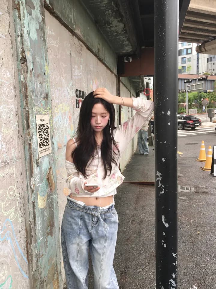 있음 선적 한국 chic 얇은 스타일 꽃무늬 지퍼 후드 자외선 차단 재킷 상세 이미지 1