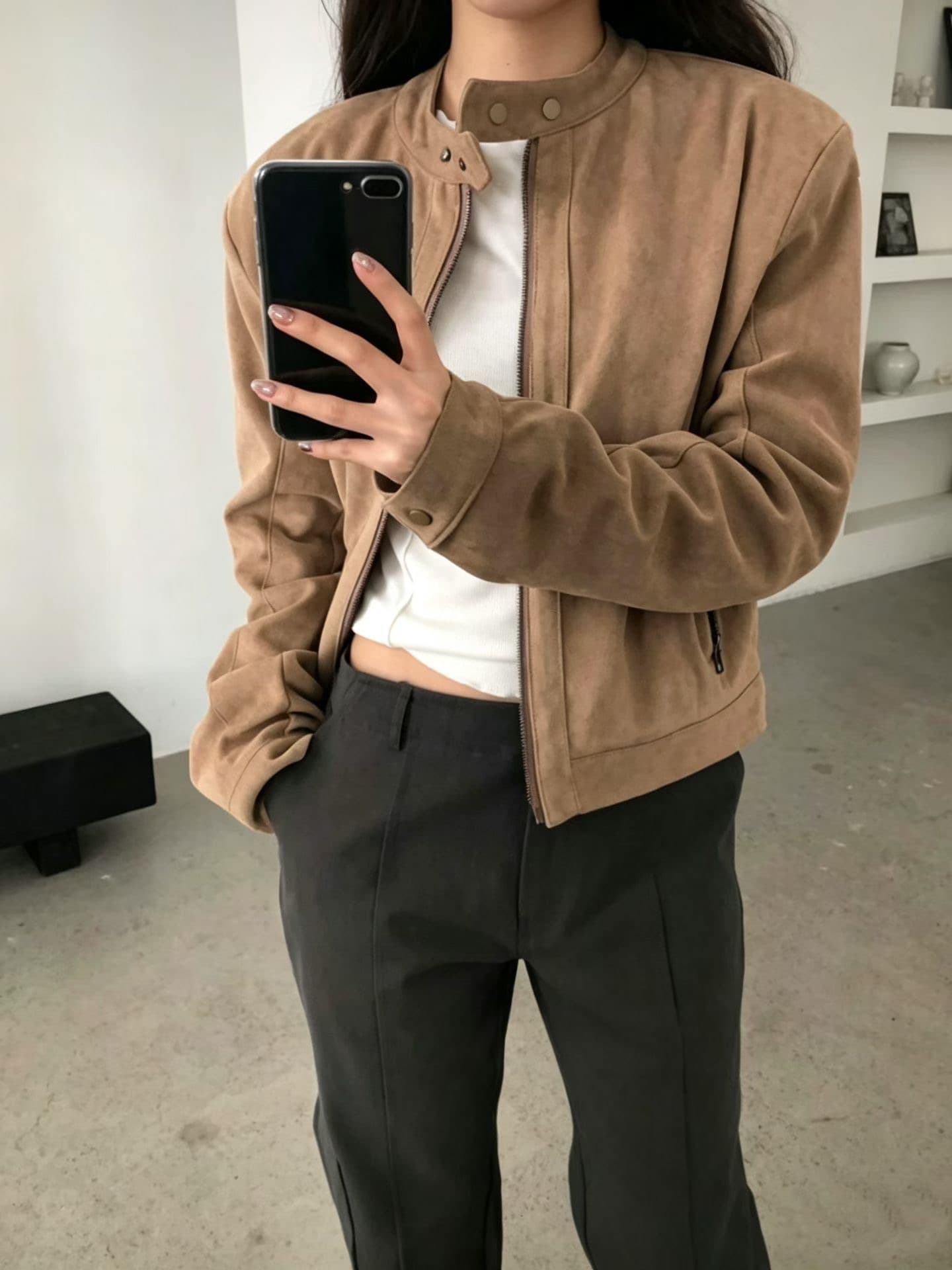 있음 선적 사슴 캐시미어 야구 유니폼 잘 생긴 오토바이 재킷 상세 이미지 5