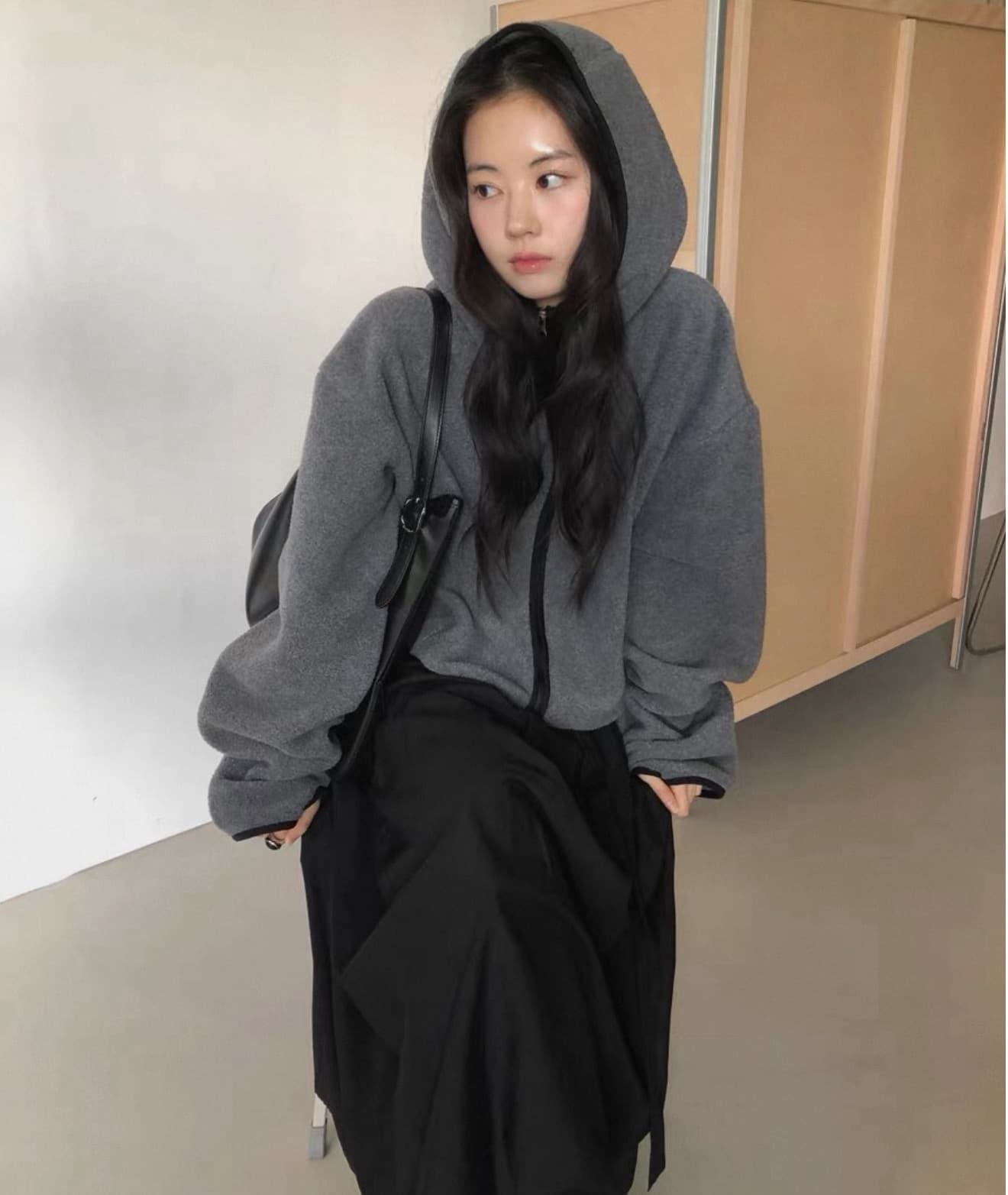 있음 선적 한국 chic 양면 플리스 후드 재킷 상세 이미지 21