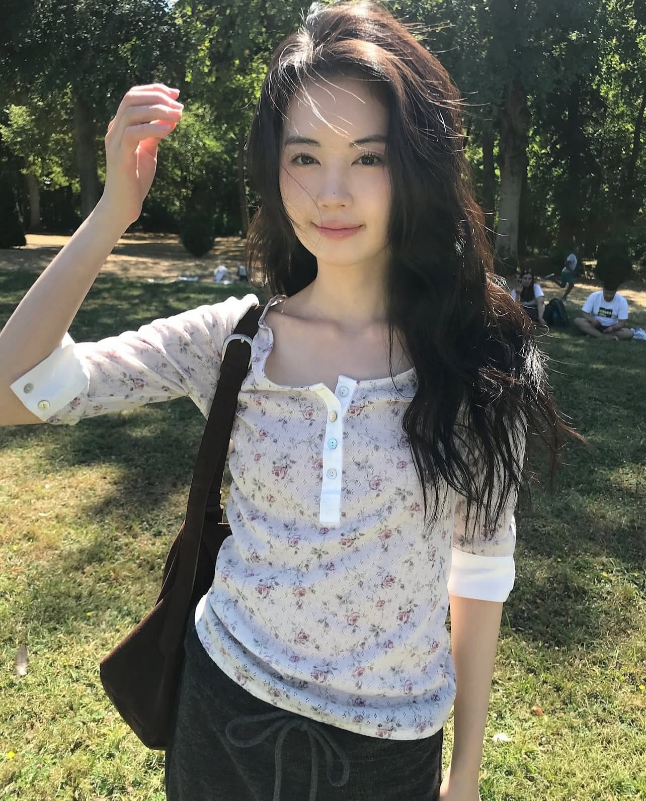 한국 chic 레트로 달콤함 꽃무늬 5 점 소매 티셔츠 상세 이미지 2