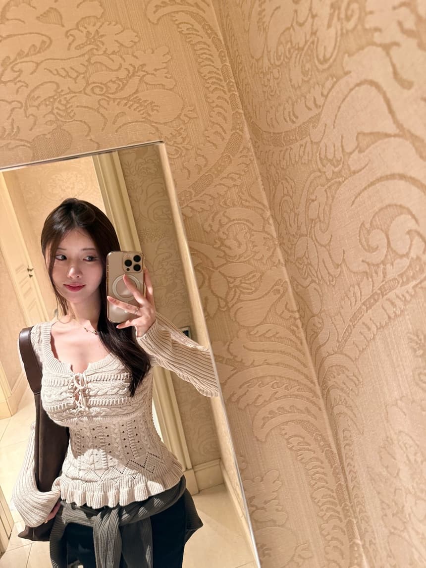 있음 선적 한국 ins 품격 홀로우 아웃 허리 수축 기본 셔츠 상세 이미지 2
