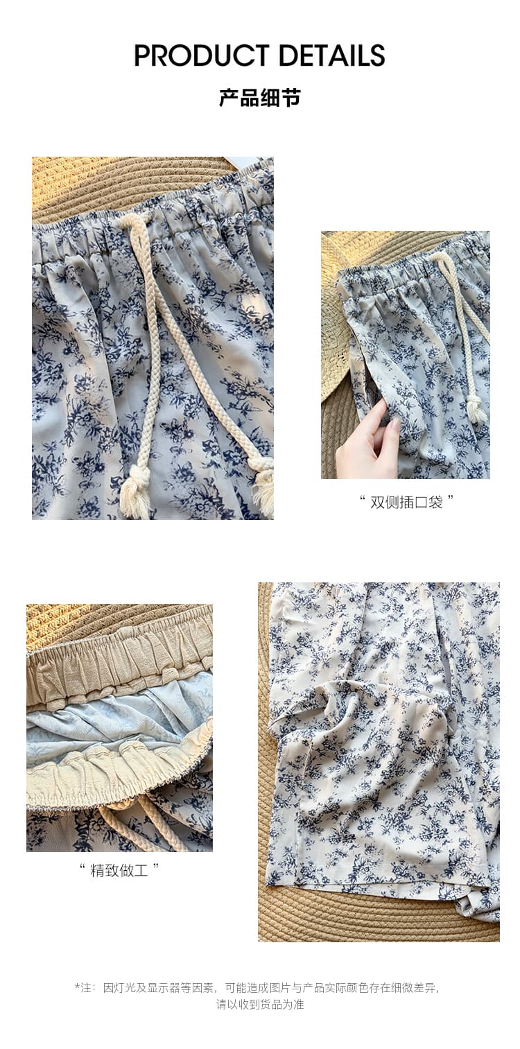 실사 꽃무늬 바지 작은 대중 레트로 루즈핏 도루 센스 느긋한 바람 스트레이트 대 다리 바지 바닥 청소 꽃무늬 긴 바지 여성 상세 이미지 4