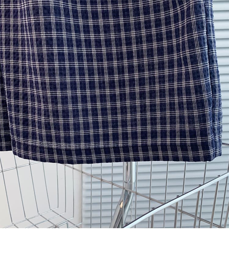 실사 2026 레트로 체크무늬 허리밴드 캐주얼 바지 여성 여름 얇은 스타일 바지 루즈핏 넓은 다리 스트레이트 팬츠 디스플레이 상세 이미지 13
