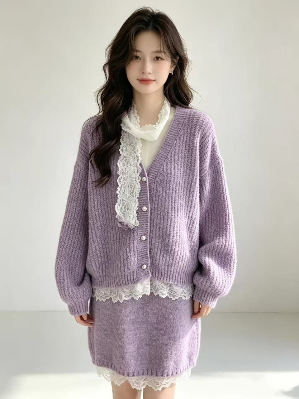 달콤함 작은 샤넬 스타일 품격 새로운 스웨터 니트 세트 3 세트 상세 이미지 3