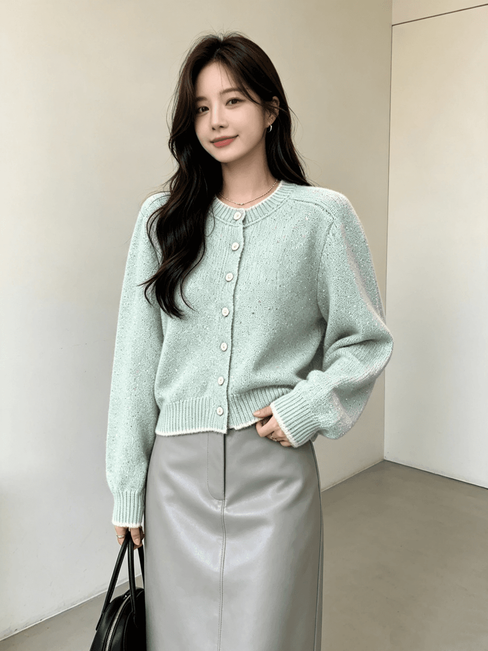 가을 겨울 새로운 한 부서 다용도 그들 중 라운드 넥 니트 오픈 가디건 여성 스웨터 코트 트렌디 상세 이미지 2