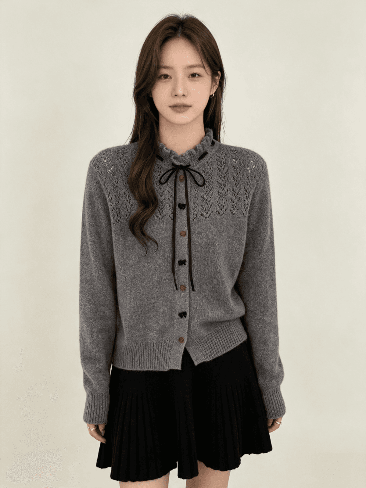 분위기 센스 가을 겨울 스웨터 달콤함 부드러운 찹쌀 나비 매듭 니트 스웨터 여성 부드러운 카디건 코트 맨위 상세 이미지 7