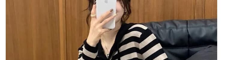 이른 가을 출산 착용 한국 스타일 느긋한 바람 후드 니트 드레스 패션 루즈핏 캐주얼 스트라이프 모유 수유 상세 이미지 31