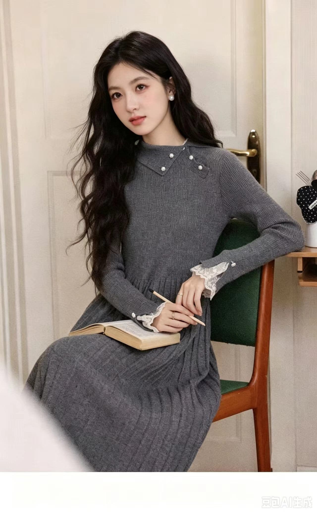 출산 착용 드레스 2026 가을 긴팔 니트 길다 가져 가라. 만나는 모유 수유 용 치마 상세 이미지 1