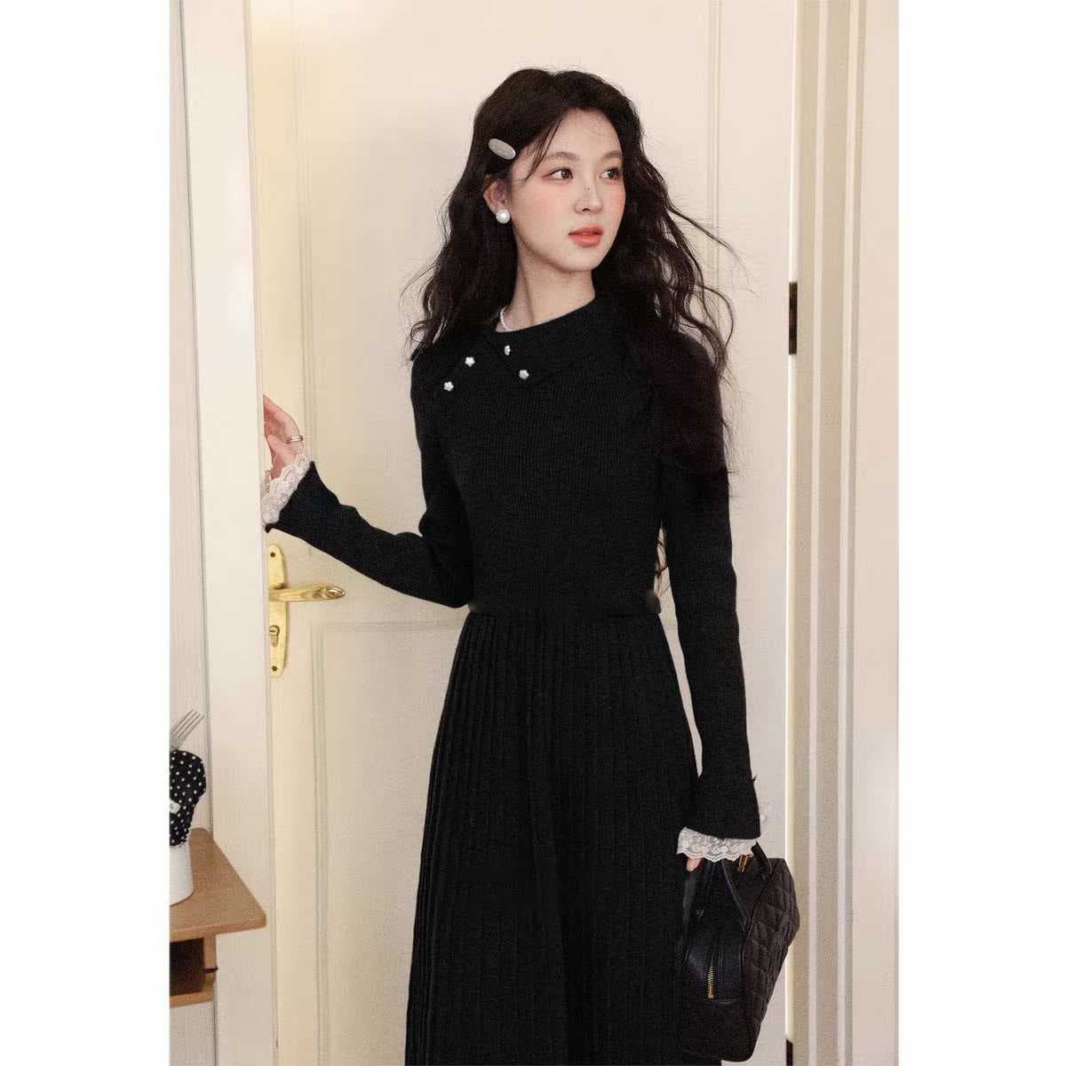 출산 착용 드레스 2026 가을 긴팔 니트 길다 가져 가라. 만나는 모유 수유 용 치마 상세 이미지 9