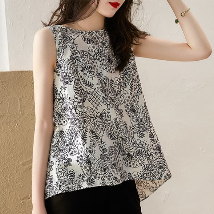 の xy317927mg 웃음 한 법원 레트로 드레스 코드 센스 원더풀 공비 프린트 실크 코튼 맨위
