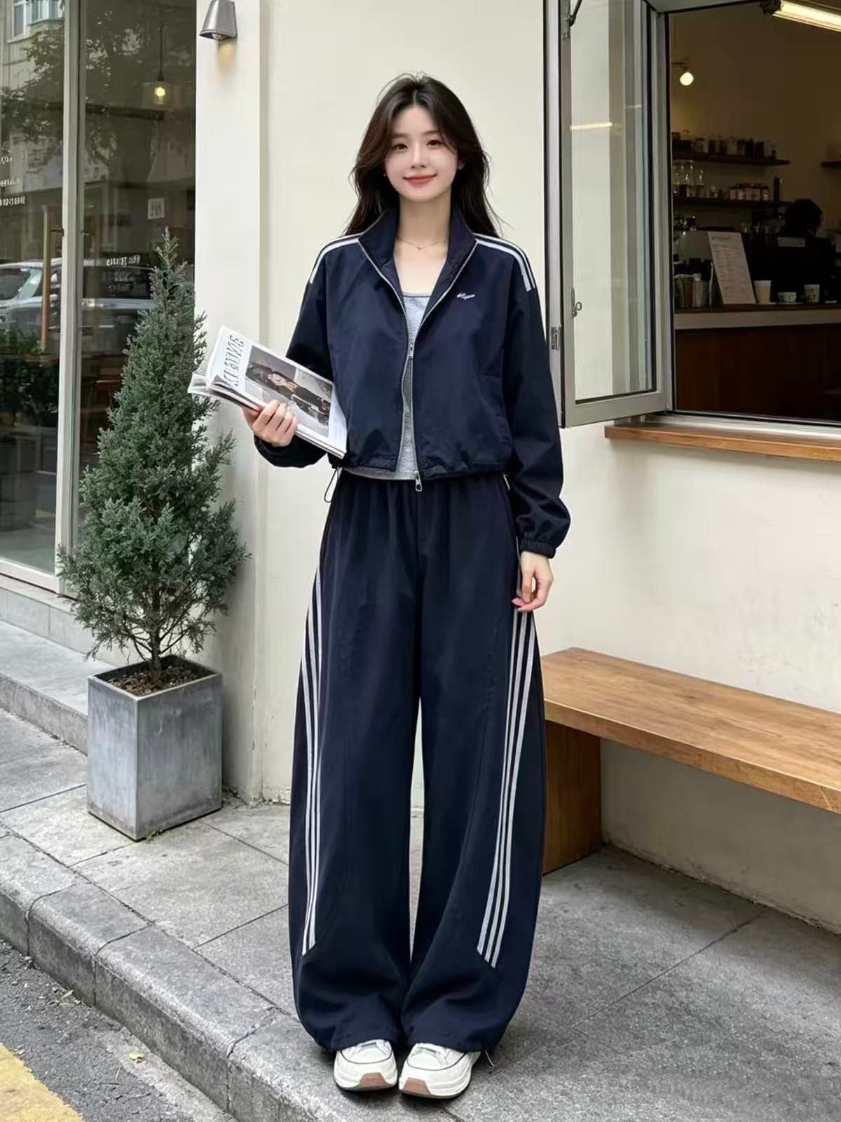 캐주얼 운동 바람 세트 여성 가을 새로운 조끼 자켓 긴 바지 3종 세트 연령 감소 다용도 상세 이미지 1