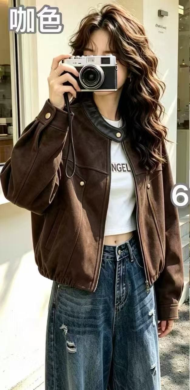 한국 chic 가을 새로운 아메리칸 오스트리아 라드. 모방 사슴 캐시미어 재킷 짧은 여성 코트 이미지 4