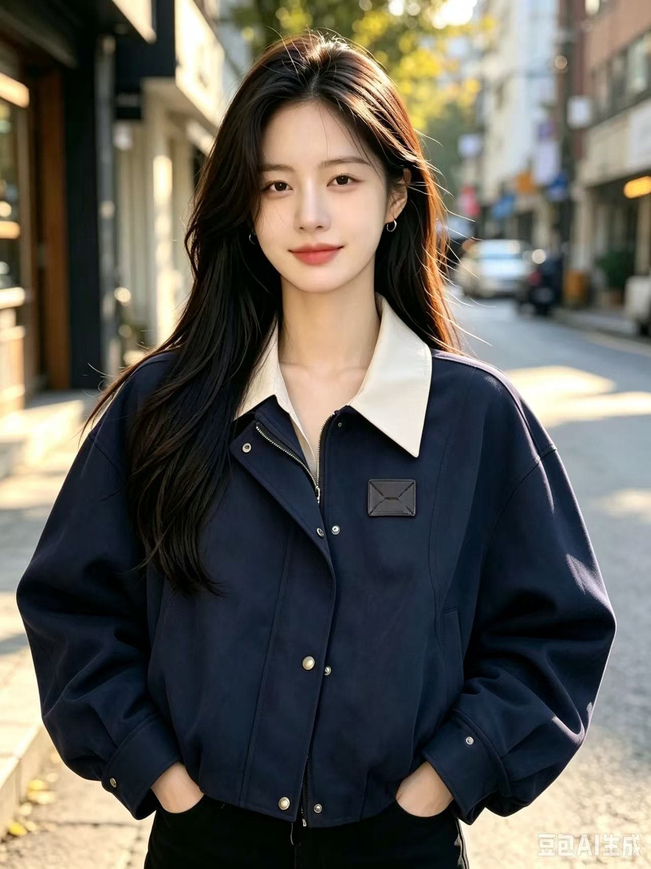 레트로 한 부서 가죽 스티칭 폴로 칼라 루즈핏 가을 어깨 쇼트 스타일 재킷 2026 가을 새로운 이미지 3